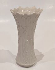 Lenox Woodland Collection, Ivory Porcelain Textured Vase, Scalloped Edge 8 1/2