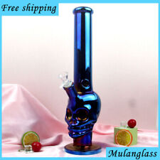 Vintage Blown Arts Glass Water Pipe Bong Applied Skull hong re Heady Era picture