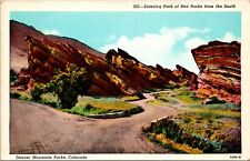 Park Of Red Rocks Entrance Denver Mountain Parks Colorado CO Linen Postcard picture
