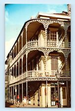 Royal St Lace Balconies Xmas Tree Shop Bourbon New Orleans Louisiana Postcard C2 picture