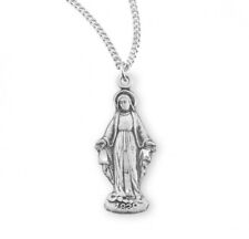 Sterling Silver Our Lady of Grace Shaped Two Sided Medal with Chain, 1 Inch N.G. picture