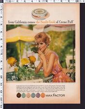 1962 Vintage Print Ad Max Factor Creme Puff Cosmetic Powder Makeup picture