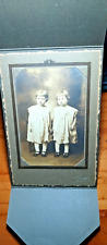 CIRCA 1890s CABINET CARD BROWN IDENTICAL TWIN GIRLS IN DRESSES JACKSON CITY OHIO picture