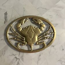 Vtg 1983 Gorham Solid Brass CRAB TRIVET Made In Italy BR 17 Footed Oval 8