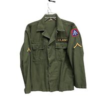 Vintage Vietnam 5th U.S. Army OG 107 L/XL Button Up Shirt Patches picture