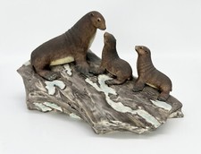 Lenox Seven Continents Wildlife Antarctic Fur Seals W/Cubs Porcelain Statue w/bx picture