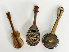 Mini Wooden Guitar Banjo Travel Souvenirs Lot 3 Hand Made Crafted 5