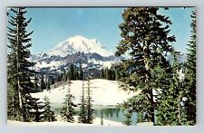 WA-Washington, Tipsoo Lake And Mt. Rainier, Scenic View, Vintage Postcard picture