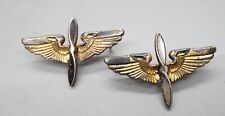 WWII 1/20 10K Gold & Sterling Army Air Forces Wings Insignia Pins Set by Smilo picture