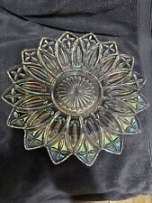 BEAUTIFUL Vintage Federal Glass Clear Iridescent Carnival Flower Petal Plate picture