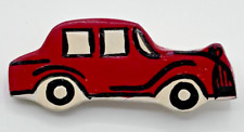 Vintage Red Car Button Lapel Pin 2.25