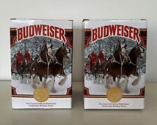 2021 Budweiser Plaid Holiday Christmas Stein Beer Mug Set of 2 New In Box picture