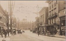 The Square Street View Old Cars Stores Malden Massachusetts 1915 RPPC Postcard picture