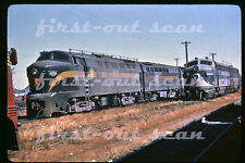 R DUPLICATE SLIDE - Pennsy PRR 9710 SHARK & Wabash 1165 Scene Indianapolis 1956 picture