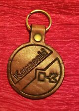 Vintage Keychain Learher Kawasaki Logo Brown NOS picture