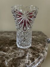 Rare Vintage ECHT Bleikristall Rare Artmark Crystal And Ruby Red Design Vase picture