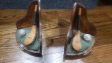 Vintage Golf club and ball wood book ends Guttaball /Phil Club Made In Egland picture
