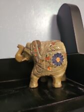 Sculpture Elephant Marble Stone Agra India Handmade Art Flower picture