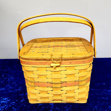Longaberger 1988 Basket with Swing Handles + Hinged Lid 10.5 x 9 x 8 picture