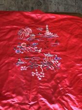Ancient Dragon 100% Silk Hand Embroidered Long Red Kimono Robe - Size M picture