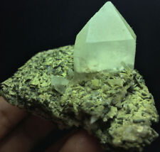 155g NATURAL Fuschite Mica Skeletal GREEN Quartz Crystal & GREEN Tourmaline F155 picture
