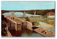 1969 US Government Dam And Locks Ford Bridge Minneapolis MN Vintage Postcard picture