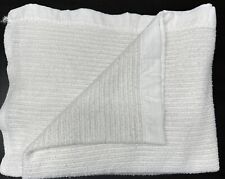 Vintage Waffle Weave Satin Trim White Thermal Blanket 87X75  picture