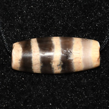 Large Ancient Longevity Dzi Etched Agate Bead with 5 Stripes in Good Condition picture