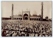 c1920's Jama Masjid Mosque Crowd View Delhi India RPPC Unposted Postcard picture