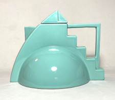 SALINS STUDIO ~ Art Deco Teal Blue Ceramic 48 Oz. TEA POT (P.Casenove) ~ France picture