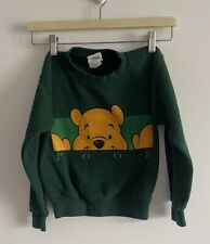 Vtg 1990s DISNEY CATALOG Green Pooh bear  Sweatshirt Sz XS 4/5 SPELLOUT picture
