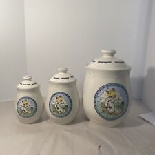 1992 Precious Moments “Make a Joyful Noise”  3 canister set - 6 Pieces Missing 1 picture