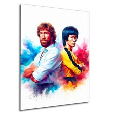 CHUCK NORRIS BRUCE LEE Original ACEO Painting Art Sketch Print Card RoStar #1/7 picture