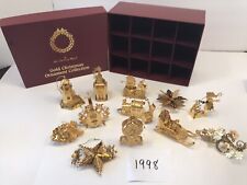 1998 Danbury Mint 23KT Gold Plated Christmas Ornaments with Box Set of 12 picture