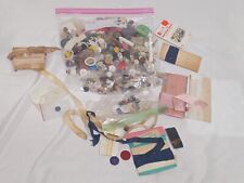 Lot Vintage Sewing Junk Drawer Crafts Buttons, Green Antique Tape Measure picture