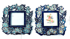 Lot of 2 Nice Versailles Tiny Picture Photo Frame Enameled Rhinestone 4.5
