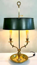 1950s Norman Perry Brass French Bouillotte 2-Candlestick Table Lamp Tole Shade picture