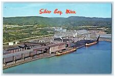 c1960's Bird's Eye View Ship Scene Silver Bay Minnesota MN Vintage Postcard picture