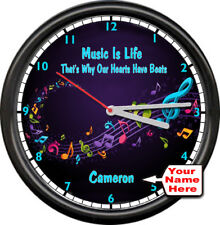 Personalized Music Is Life Heart Teacher's Name Classroom Room Sign Wall Clock  picture