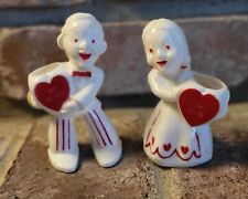 Vintage | 1950's Valentine's Hard Plastic Rosbro Candy Container Boy Girl Hearts picture