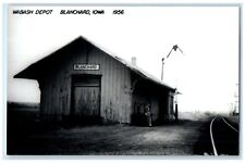 1956 Wabash Blanchard Iowa IA Railroad Train Depot Station RPPC Photo Postcard picture