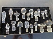 Vtg Antique Cut Glass Crystal Perfume Bottle Decanters Cruet 18 Stoppers MIX LOT picture