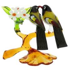 GlassOfVenice Murano Glass Birds on a Low Branch - Mustard Yellow picture