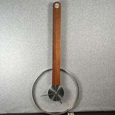 Roche Bobois Barcelona Wall Clock Walnut Handle Stainless Steel Face Vintage NWT picture