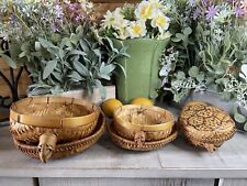 Vintage Handicrafts  Wicker Woven Nesting Turtle Baskets w/ Lids picture