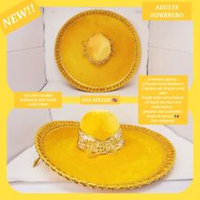 Plain yellow with gold trim adults sombrero charro mariachi hat for fiestas picture