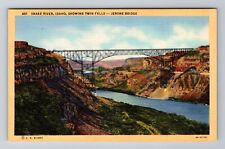 Snake River ID-Idaho, Aerial Showing Twin Falls, Antique, Vintage Postcard picture