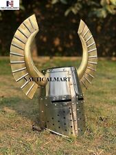 Halloween Templar Horn Fantasy Warrior Helmet SCA LARP Knight Helmet Armor picture