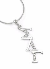 Sigma Lambda Gamma sterling silver diagonal pendant with lab-created diamonds picture