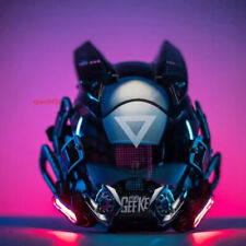Cyberpunk Luminous Mask Mechanical Helmet Custom Pattern LED Screen Cool Cosplay picture